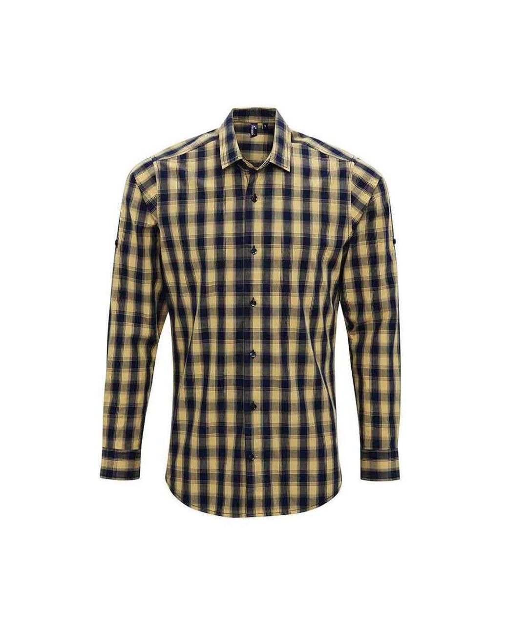 PREMIER Green Mulligan Checked Cotton Long-Sleeved Shirt for men