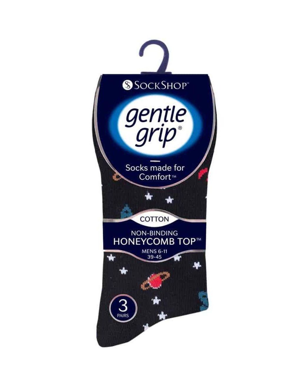 Gentle Grip Black 6 Pairs Non Elastic Socks for men