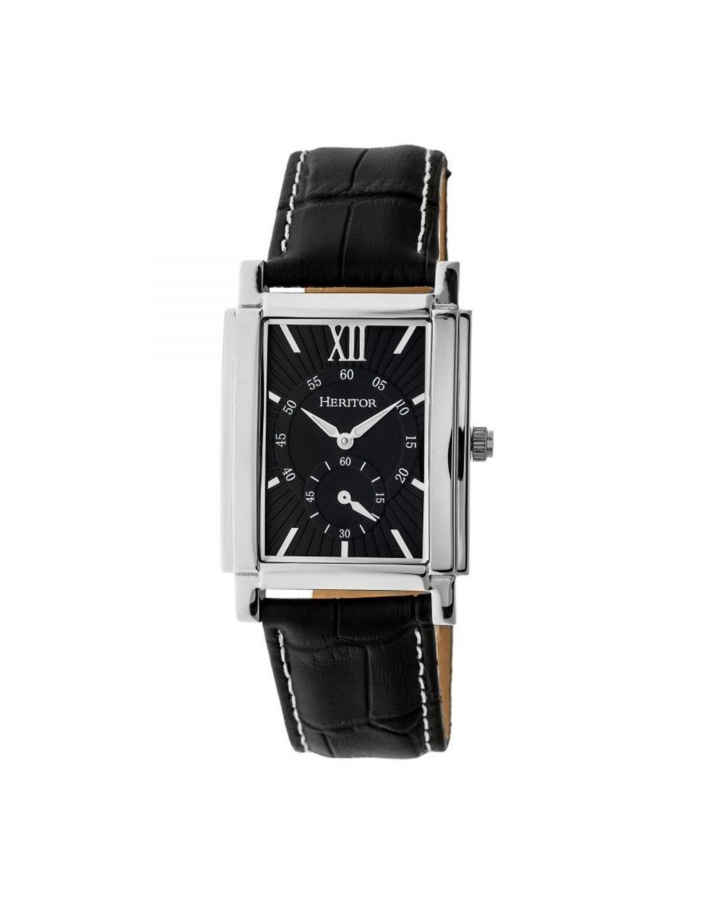 Heritor Black Frederick Leather-Band Watch for men