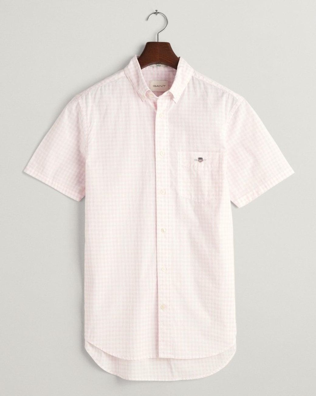 Gant Natural Regular Fit Short Sleeve Poplin Gingham Shirt for men