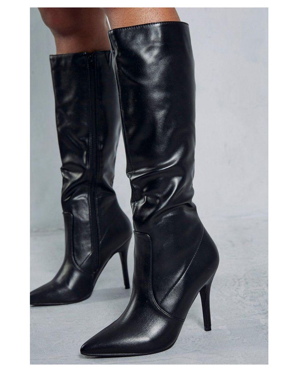 MissPap Pointed Stiletto Knee High Boots in Blue Lyst UK