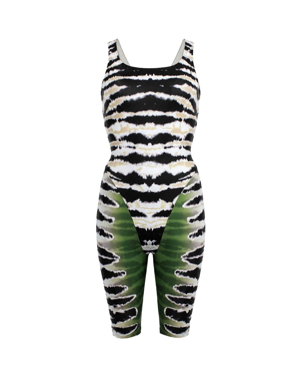 Speedo Green Printed Legsuit Nylon