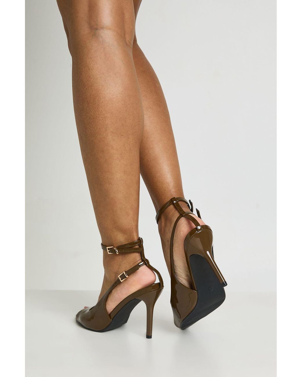 Boohoo Green Peep Toe High Heels