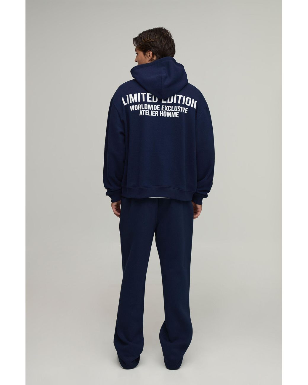 BoohooMAN Blue Oversized Limited Edition Over The Head Hoodie for men