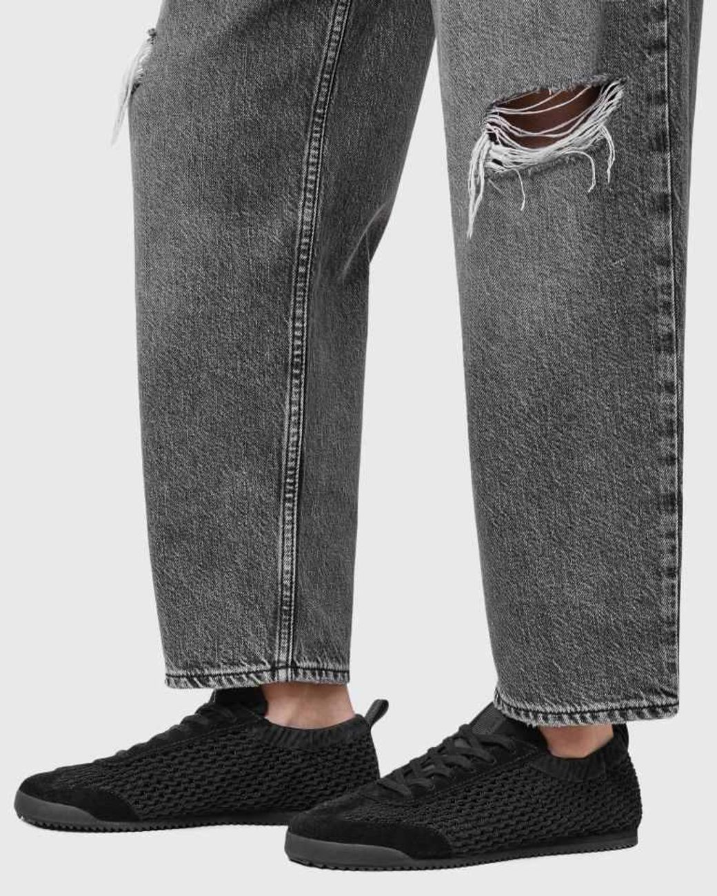 AllSaints Black Allsaints Kenny Leather Woven Trainers