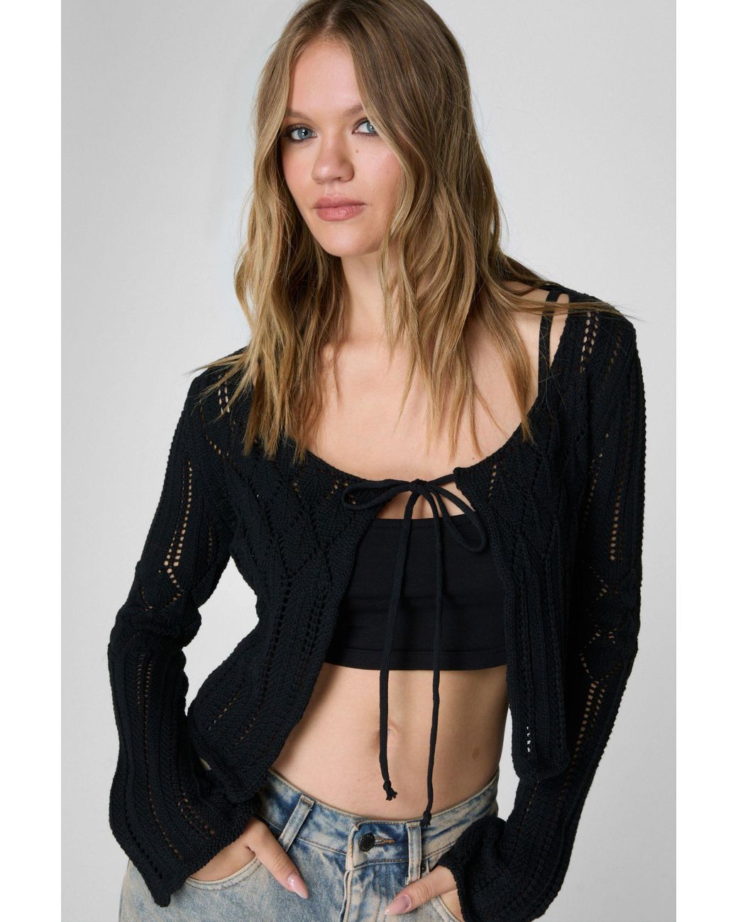 crochet tie front top