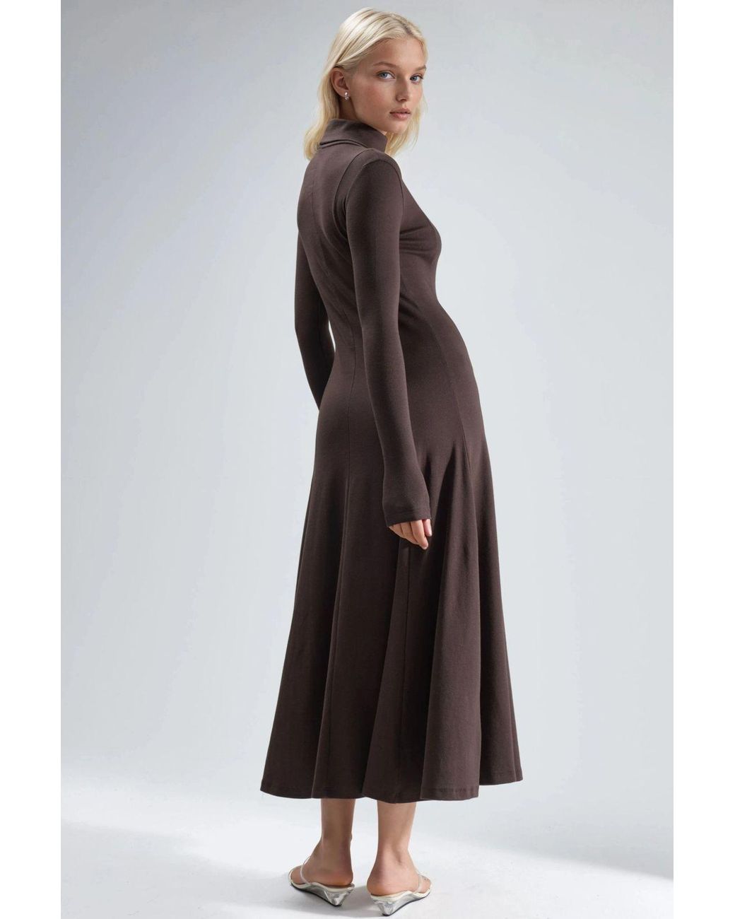 Busem Black Long Sleeve A-Line Midi Dress