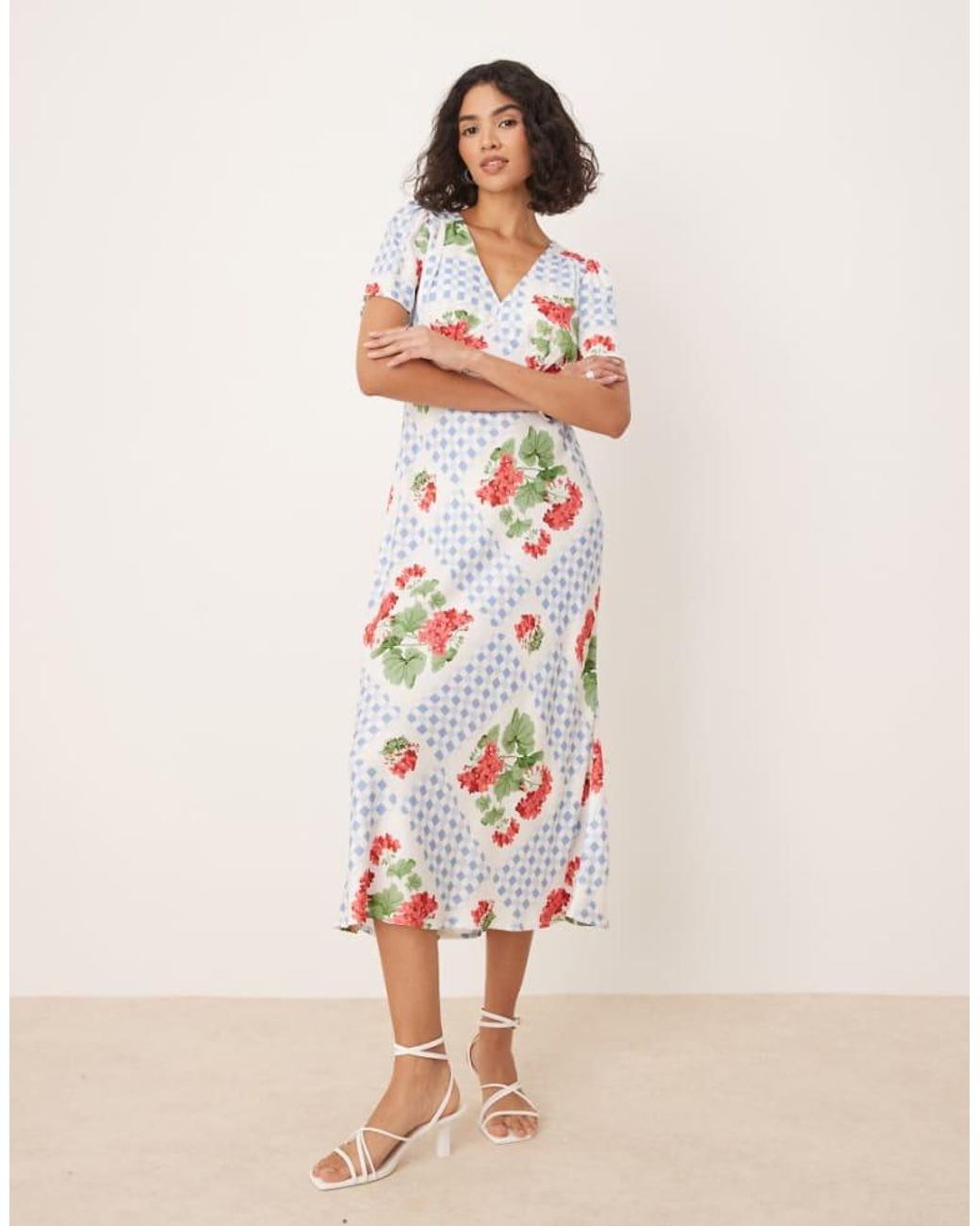Nobody's Child Natural Flora Midi Tea Dress