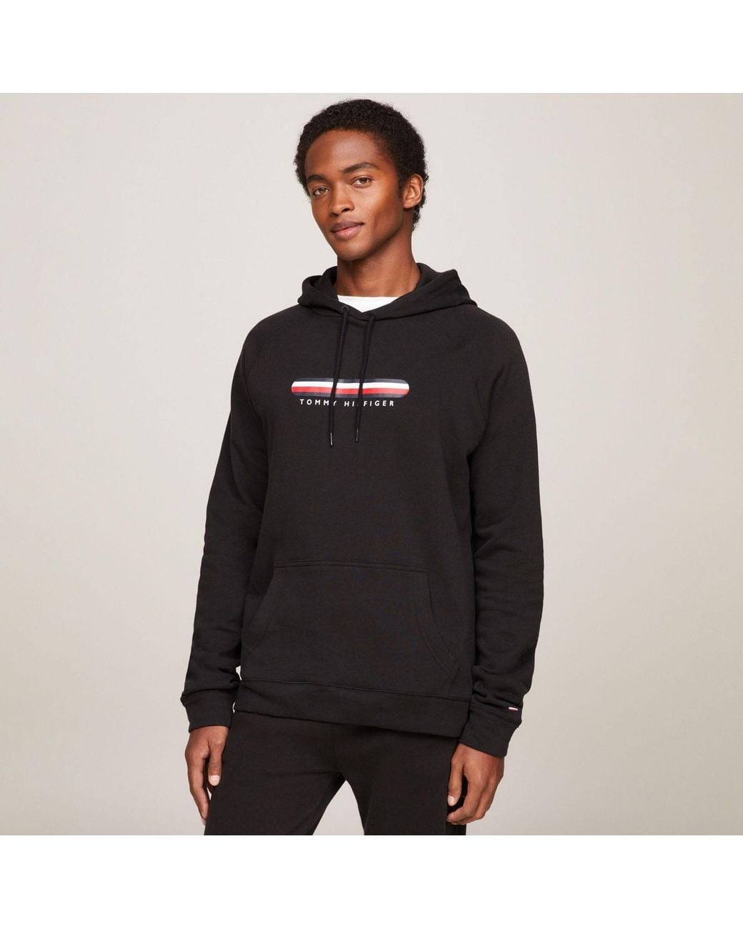Tommy Hilfiger Black Logo Lounge Hoodie for men