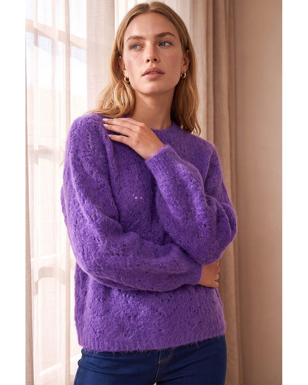 Roman Purple Pointelle Knit Jumper