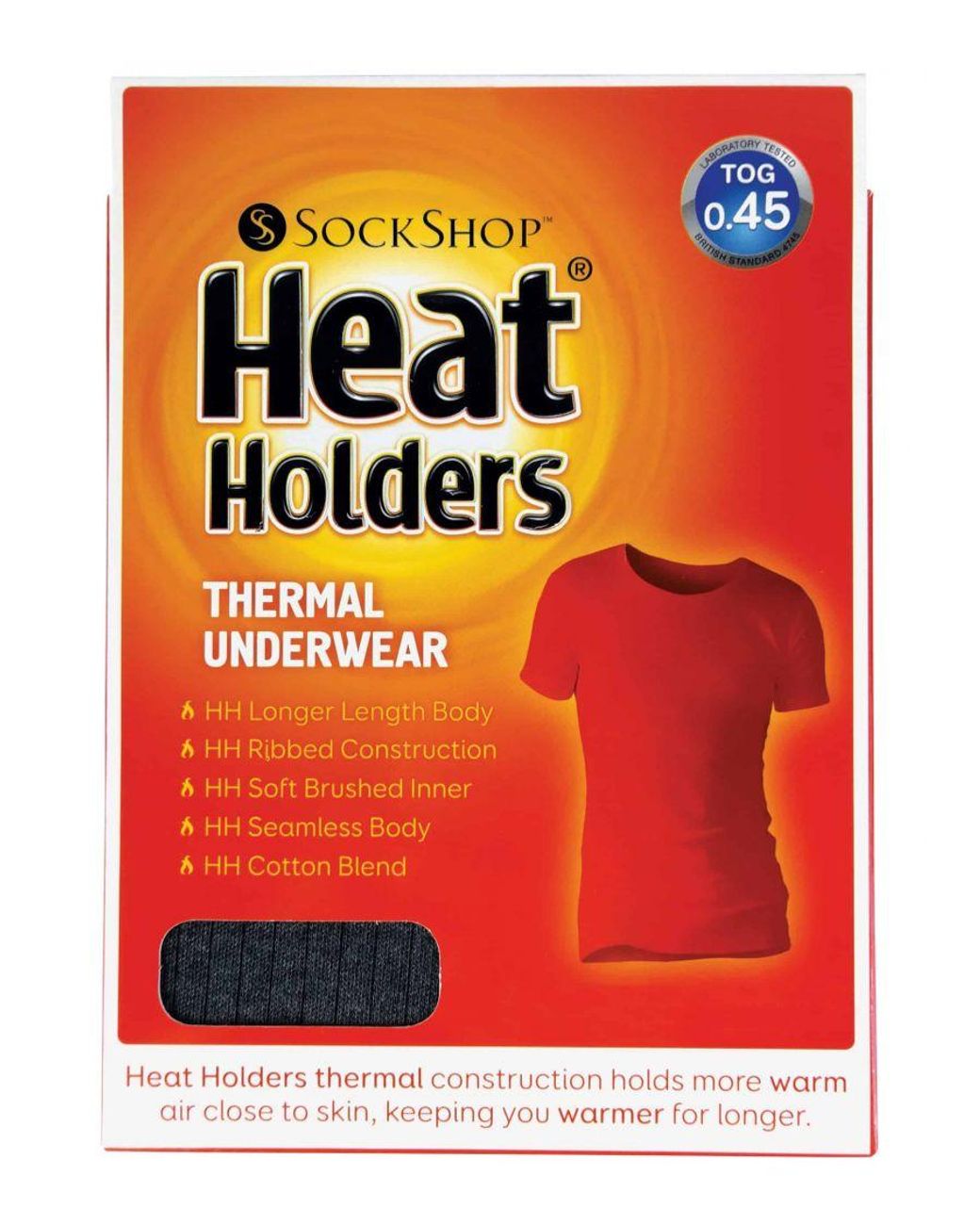 Heat Holders Gray Cotton Thermal Underwear Short Sleeve T Shirt Vest for men
