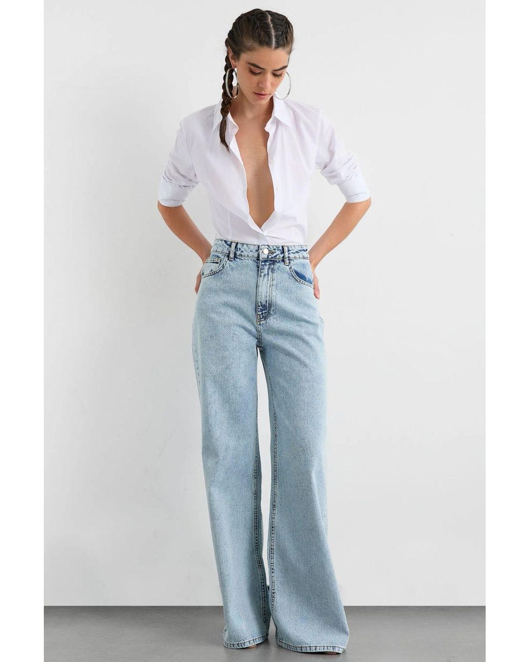 Hiccup Blue High Waist Straight Leg Jeans