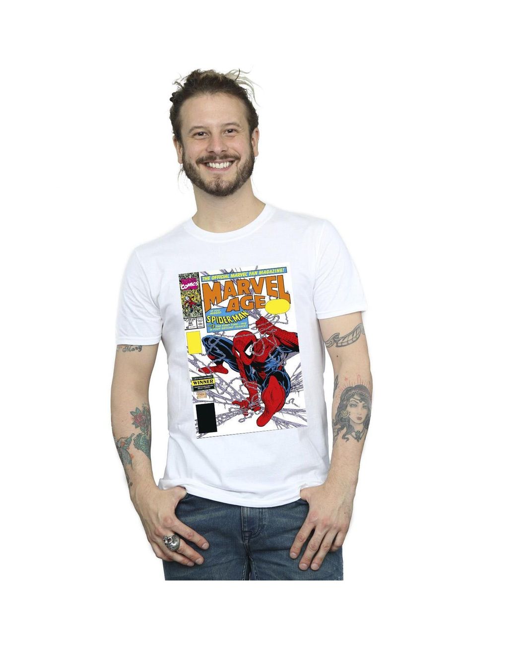 Marvel White Spider- Age Comic Cover T-Shirt Cotton for men