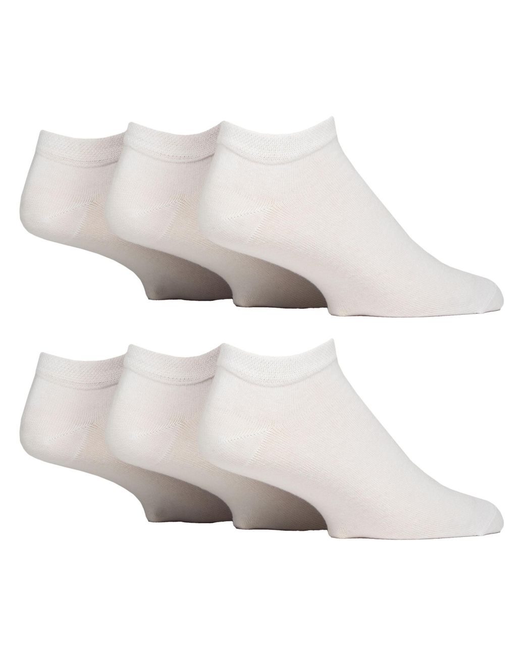 Gentle Grip White 6 Pack Diabetic Trainer Socks for men