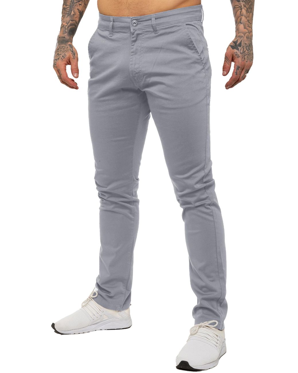 Enzo Blue Slim Fit Stretch Chinos for men