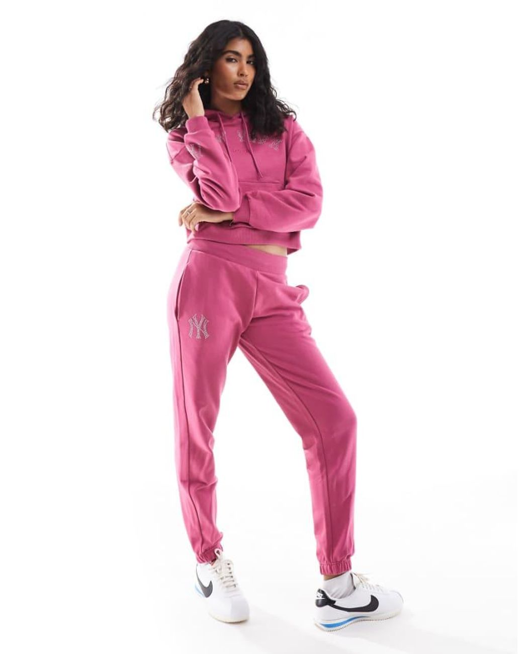 KTZ Pink Ny Yankees Embellished Logo Jogger Co-Ord