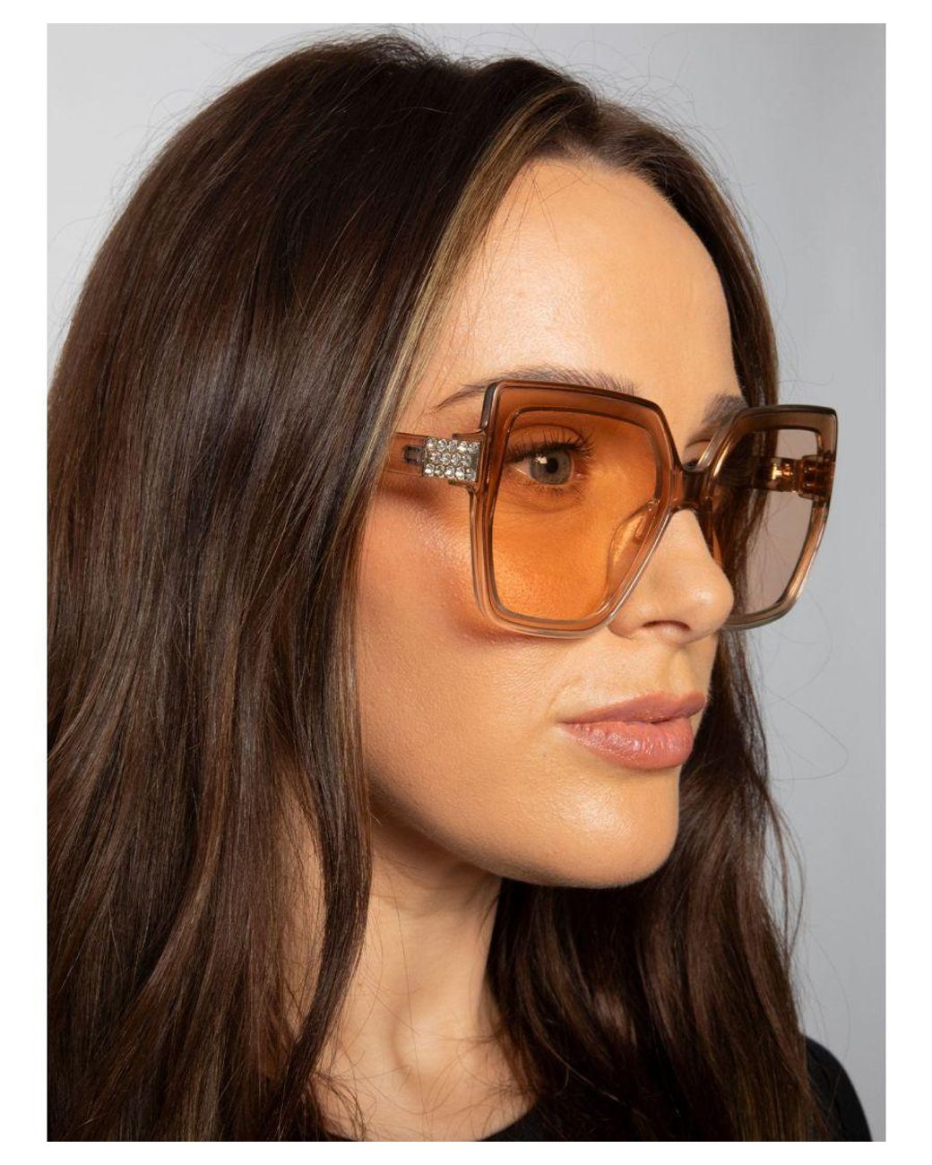 SVNX Natural Oversize Cateye Sunglasses With Diamante Detail