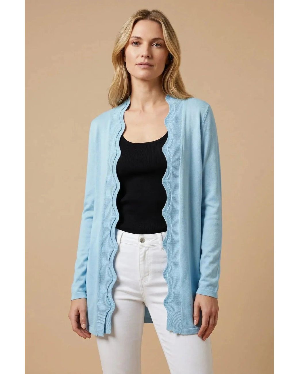 Karen Millen Blue Scallop Edge Longline Cardigan