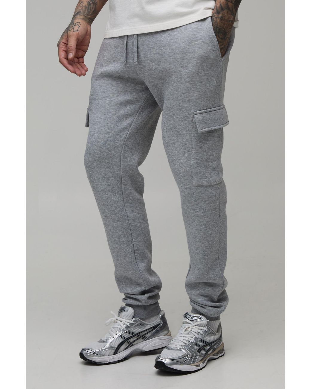 BoohooMAN Gray Tall Basic Skinny Fit Cargo Jogger for men