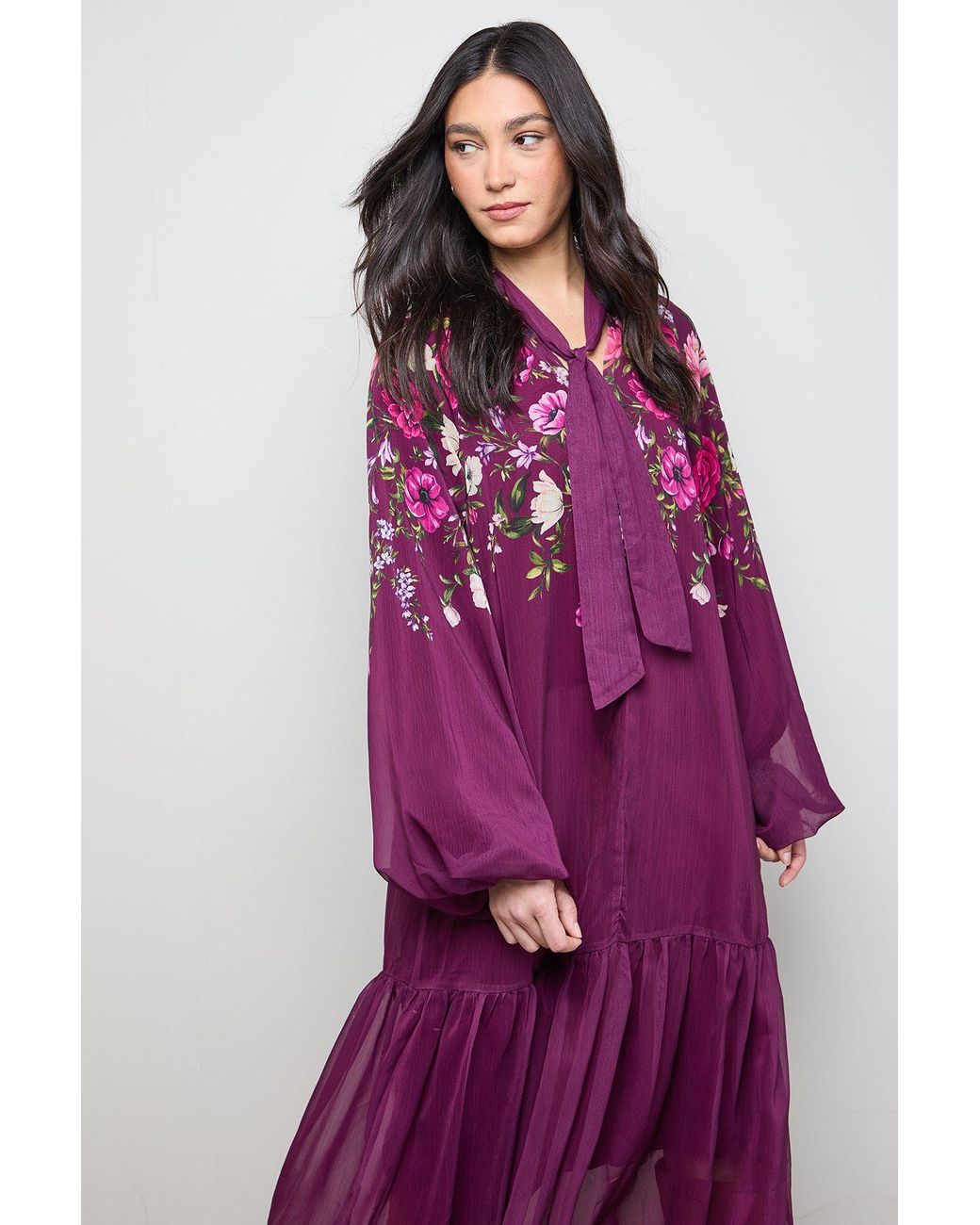 Oasis Purple Trapeze Boho Maxi Dress