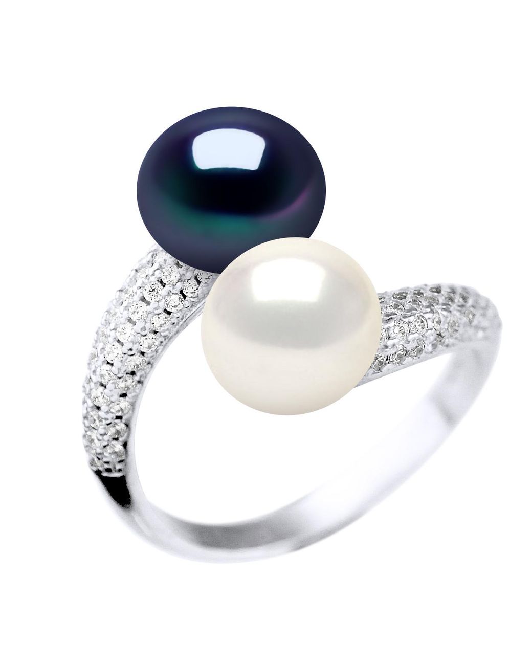 Diadema Blue Ring You And Me 2 Freshwater Pearls 9-10 Mm And Jewelry 925