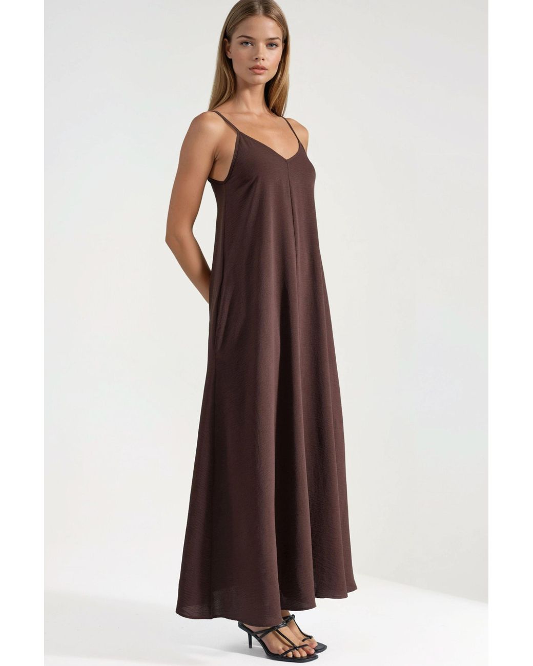 Hiccup Brown A-Form Maxi Dress
