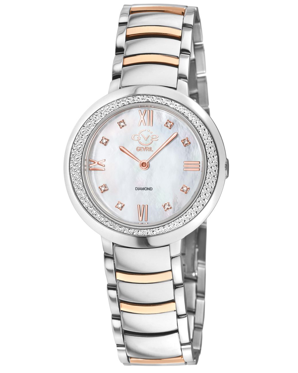 Gv2 Gray Amalfi Swiss Quartz Diamond Mop Dial Two Tone Watch