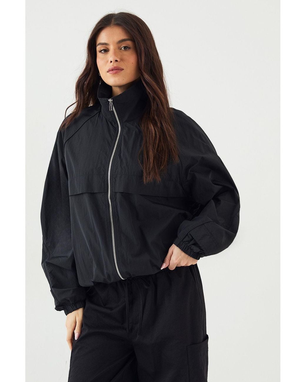 DSGN Studio Blue Nylon Zip Through Funnel Neck Track Jacket