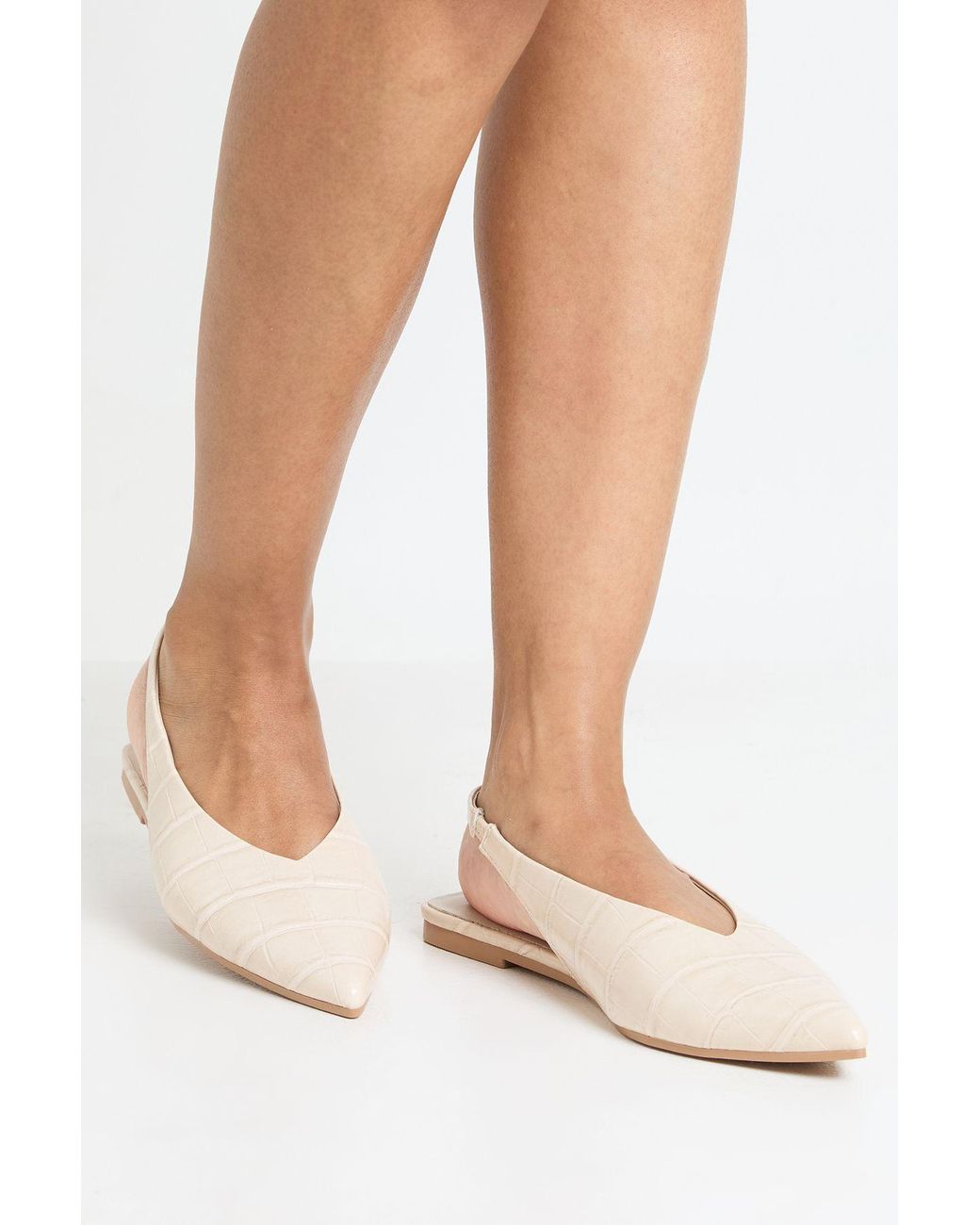 Boohoo Multicolor Croc High Cut Slingback Pointed Flats