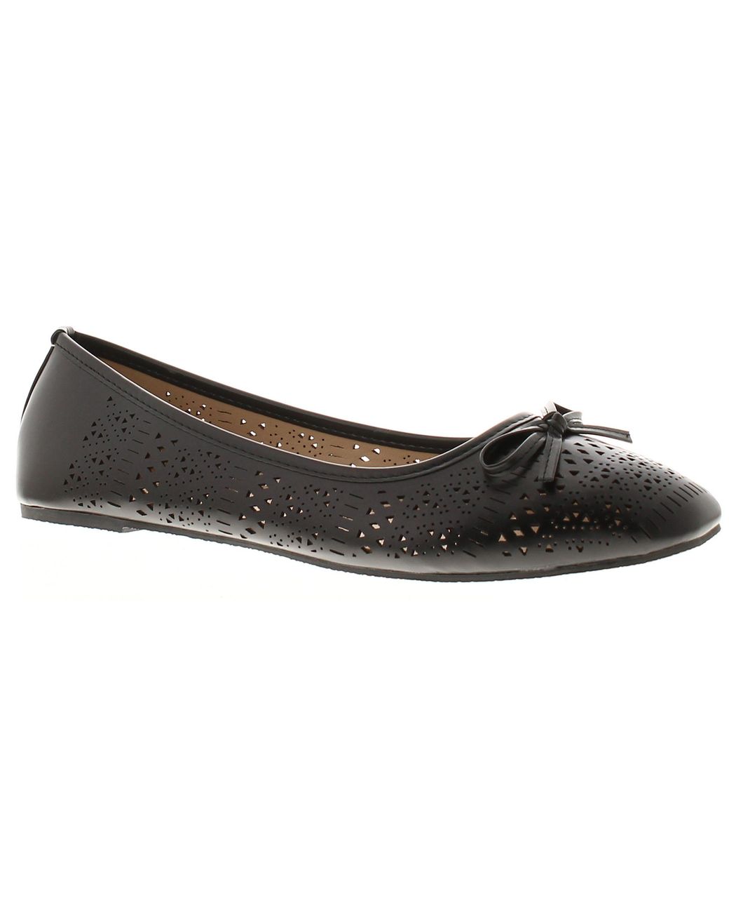 Platino Black Ballerina Shoes Oulton Slip On
