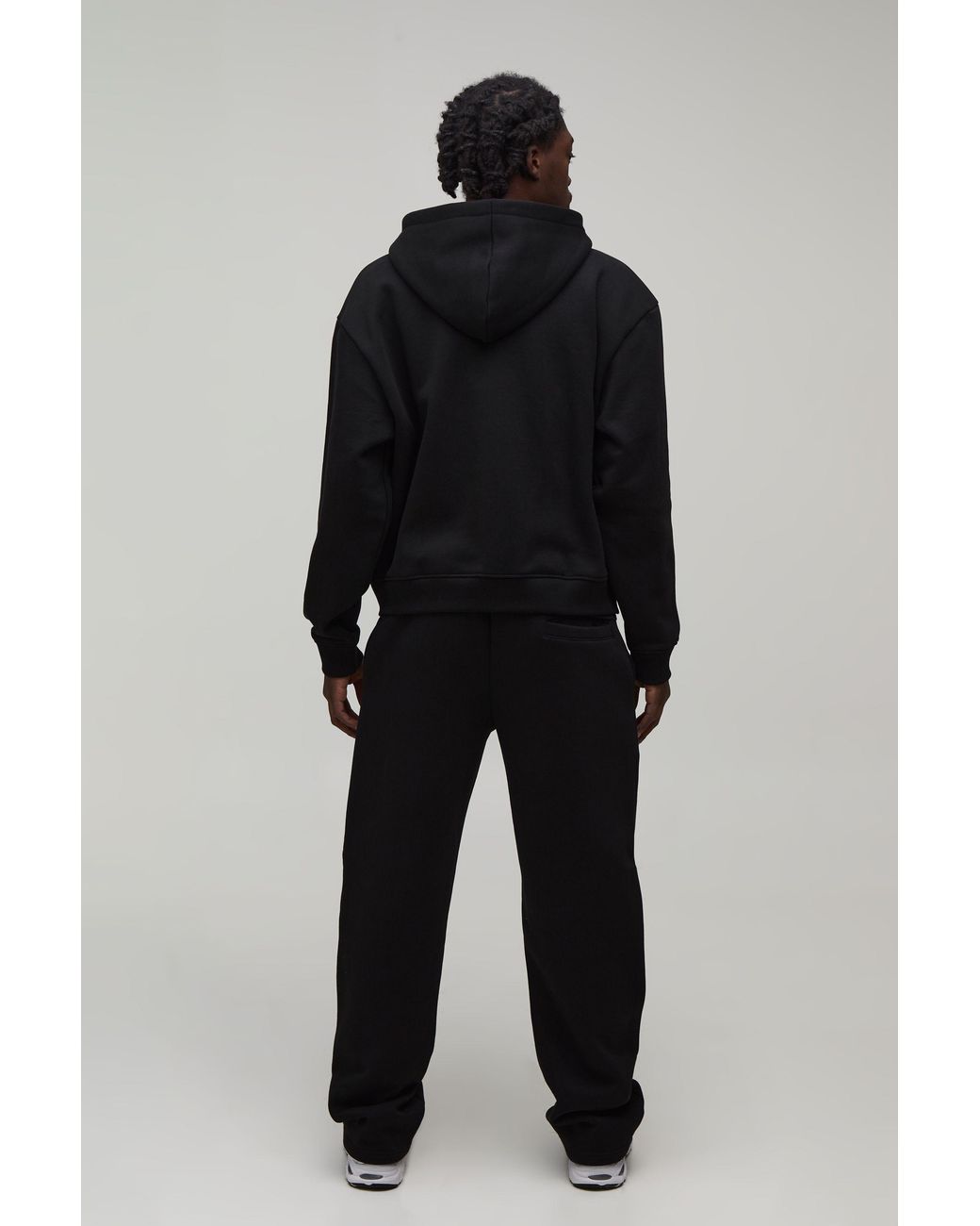 BoohooMAN Black Straight Fit Heavyweight Embroidered Jogger for men