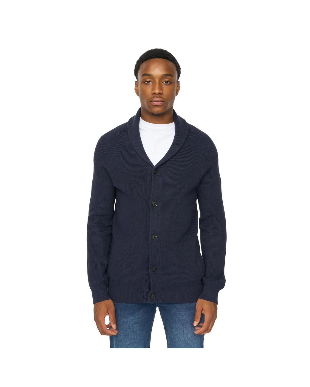 Duck and Cover Blue Venosa Shawl Collar Cardigan for men