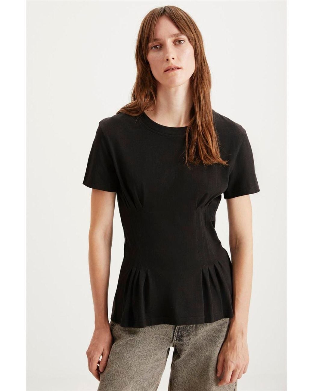 Grimelange Black Corset Crew Neck T-Shirt