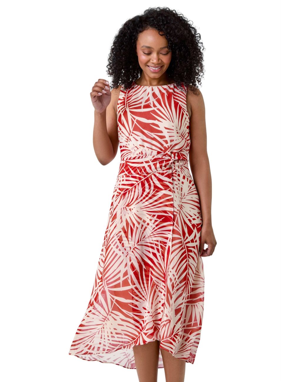 Roman Red Petite Leaf Midi Wrap Dress