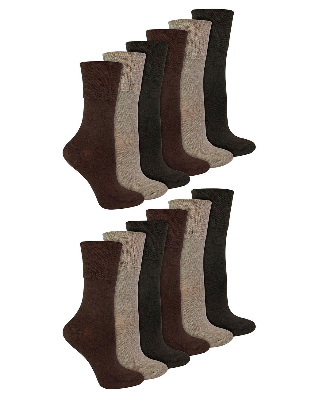 IOMI Black 12 Pair Multipack Ladies Diabetic Bamboo Socks