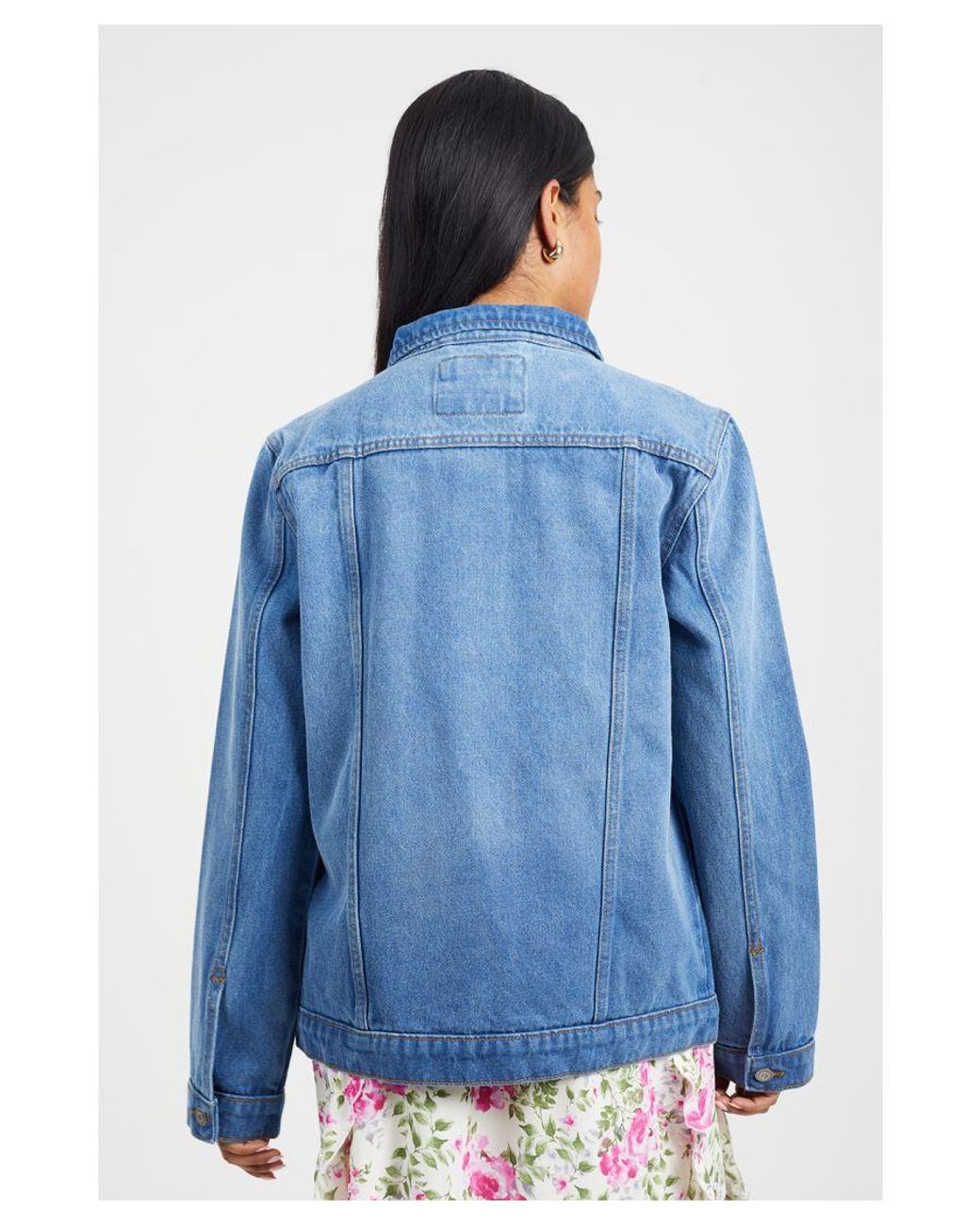 Brave Soul Blue Mid 'Fielding' Oversized Denim Jacket Cotton