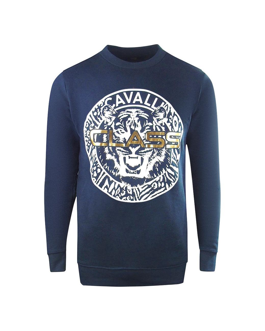 Roberto Cavalli Blue Large Circle Logo Sweatshirt Cotton for men