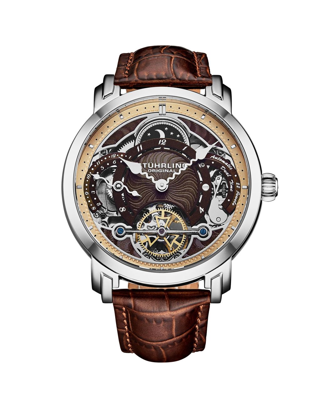 Stuhrling Gray Celestial Timekeeper Skeleton Automatic Watch for men