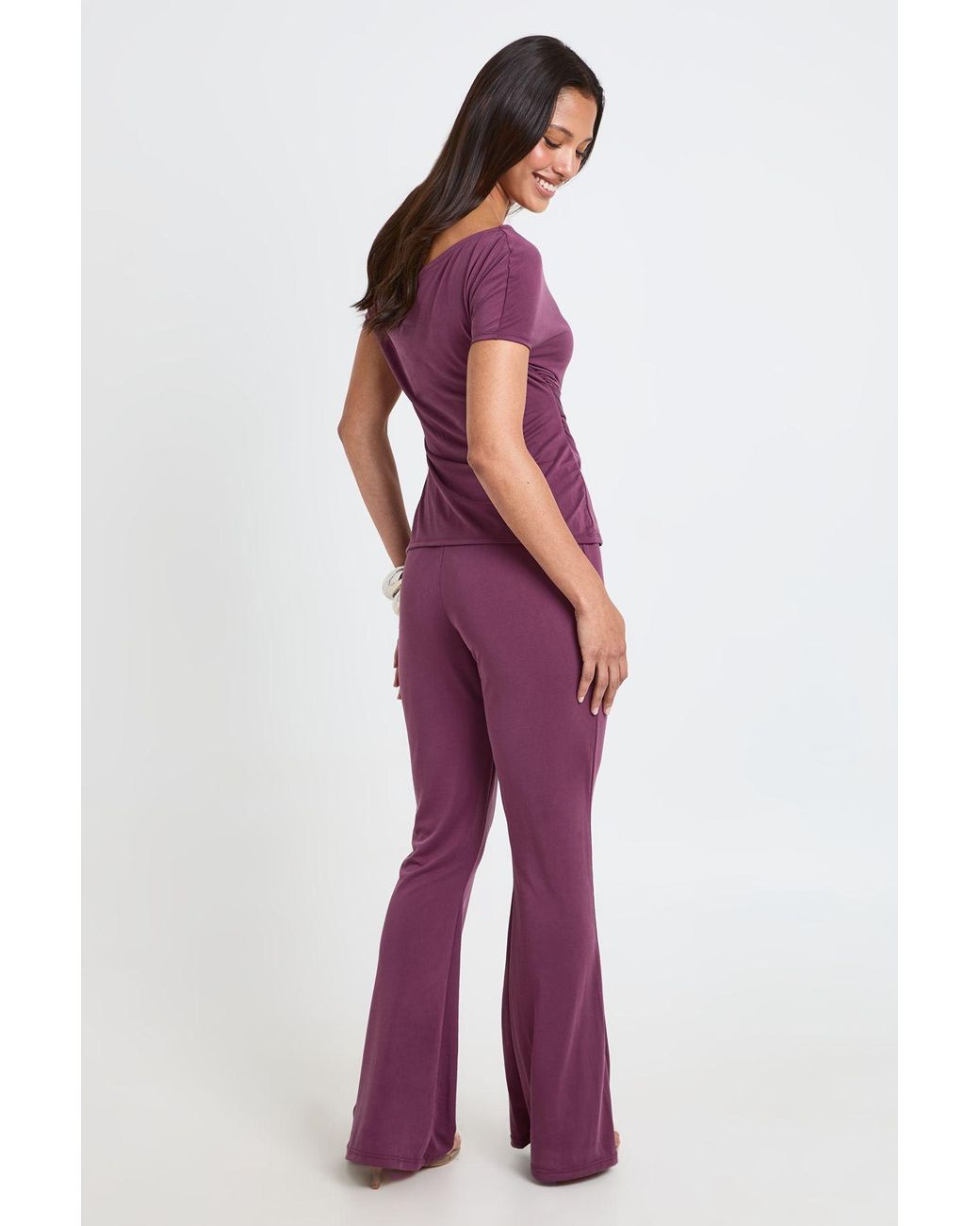 Boohoo Red Modal Flare Leg Trouser