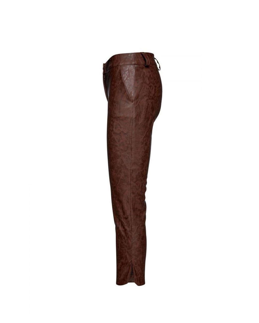 Conquista Brown Faux Moire Leather 7/8 Pants