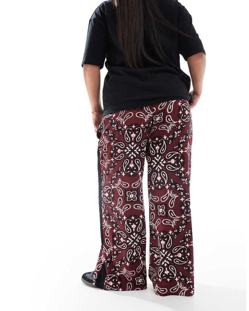 ASOS Black Design Pull On Trousers With Contrast Panel