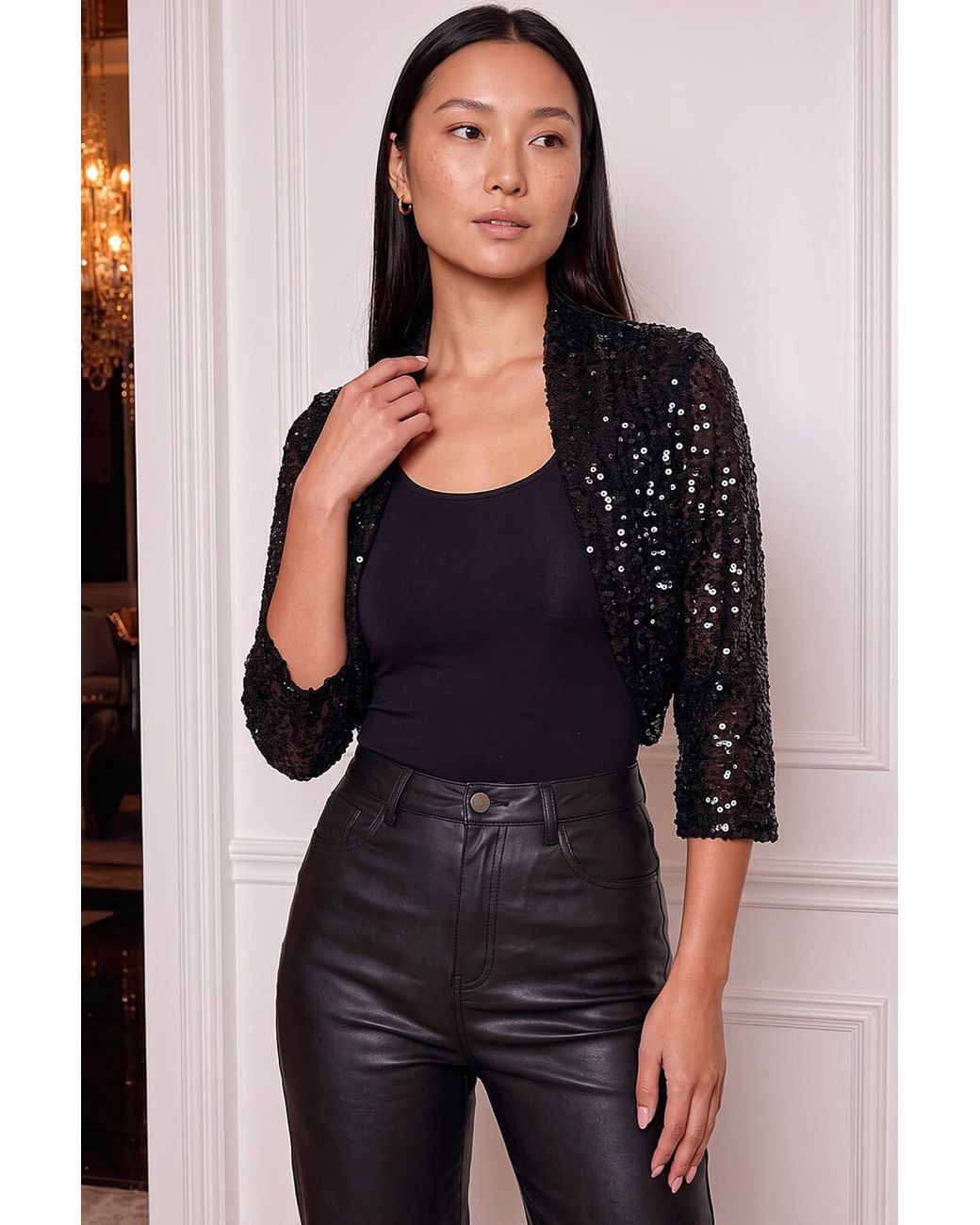 Roman Black Sequin Detail Bolero