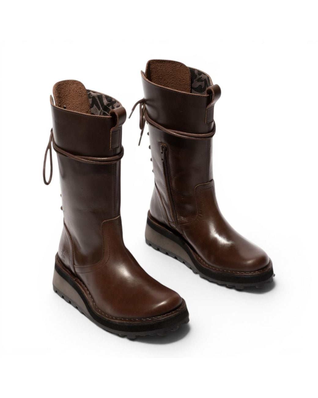Fly London Brown Leather Mid-Calf Long Boots