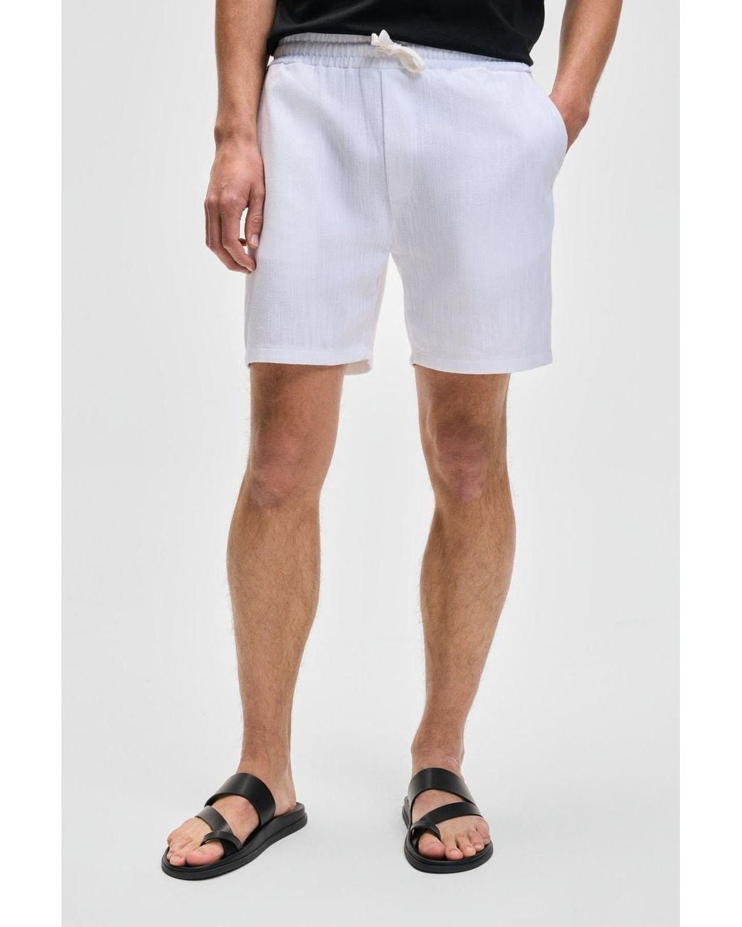 Grimelange Black Relaxed Straight-Leg Drawstring Shorts for men