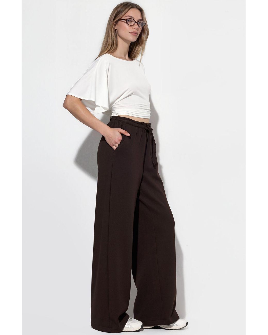 Busem Black Wide-Leg Jersey Trousers