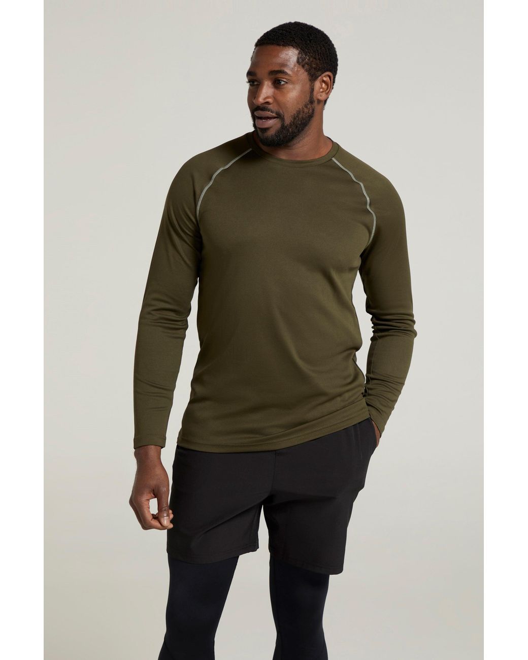Mountain Warehouse Green 'Endurance' Isocool Top Long Sleeve Everyday Sports Tee for men