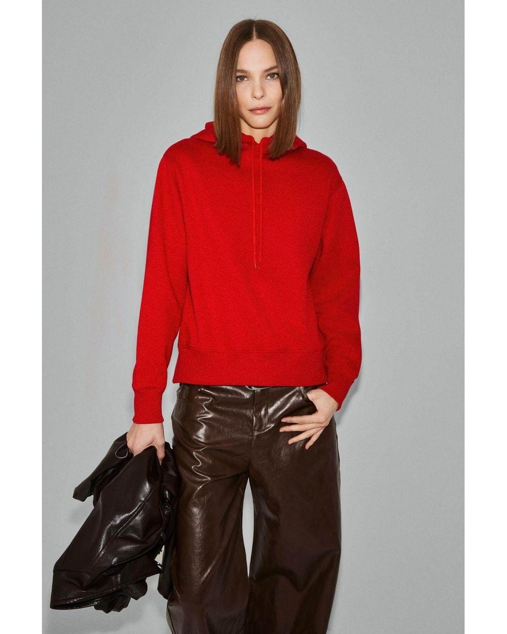 Grimelange Red Regular Fit Crew Neck Sweatshirt