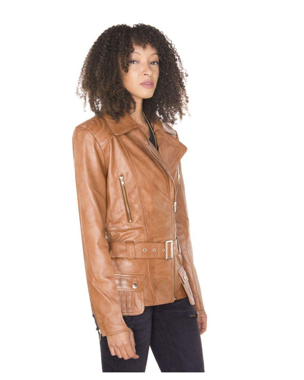 Infinity Leather Orange Long Biker Jacket-Quito