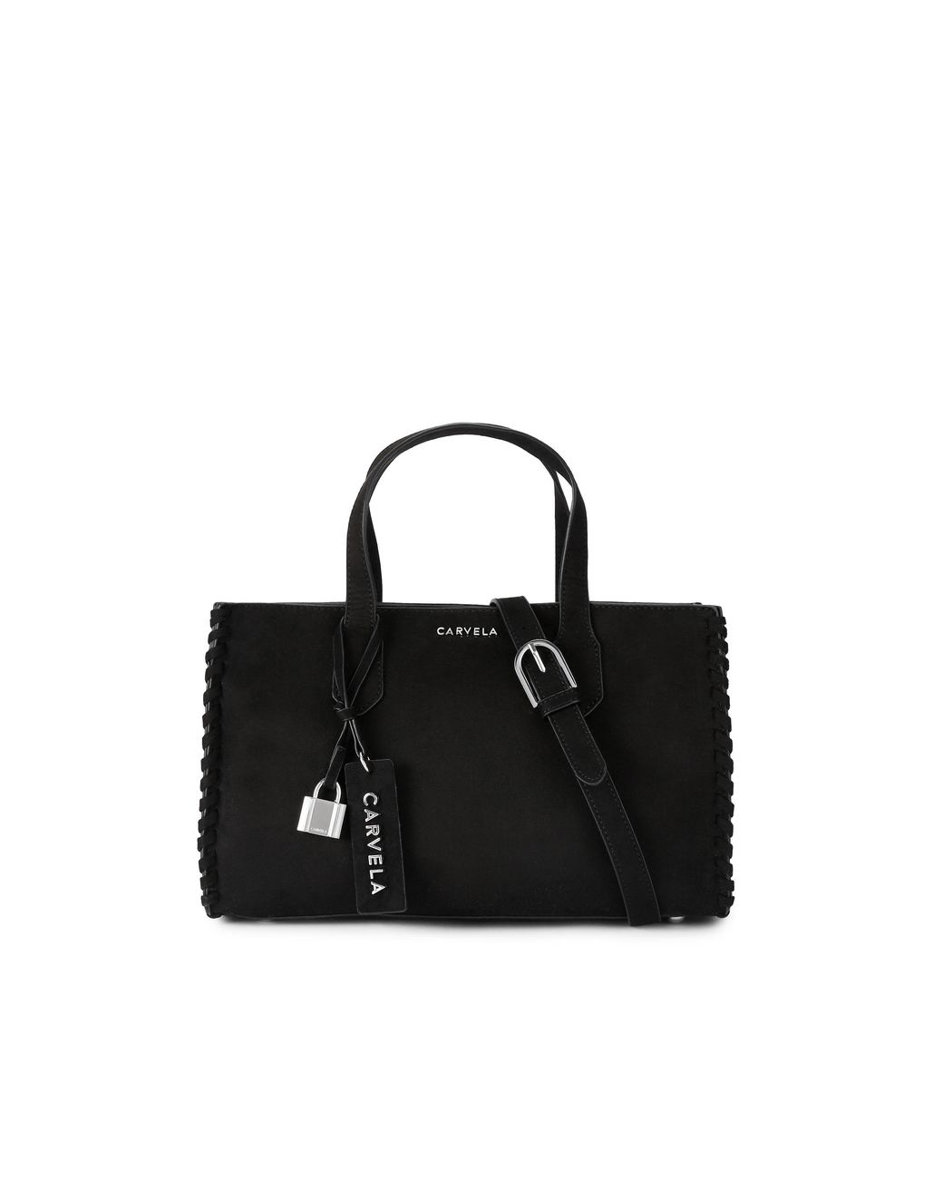 Carvela Kurt Geiger Black Suedette Juno Whipstitch Mini Bag