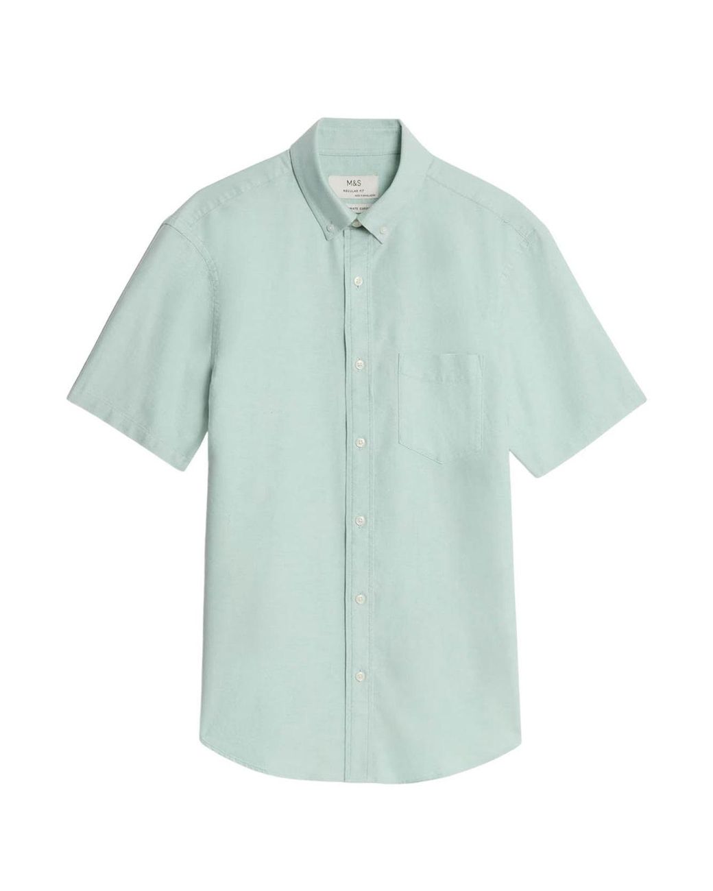 Secret Label Blue Short Sleeve Cotton Oxford Shirt for men